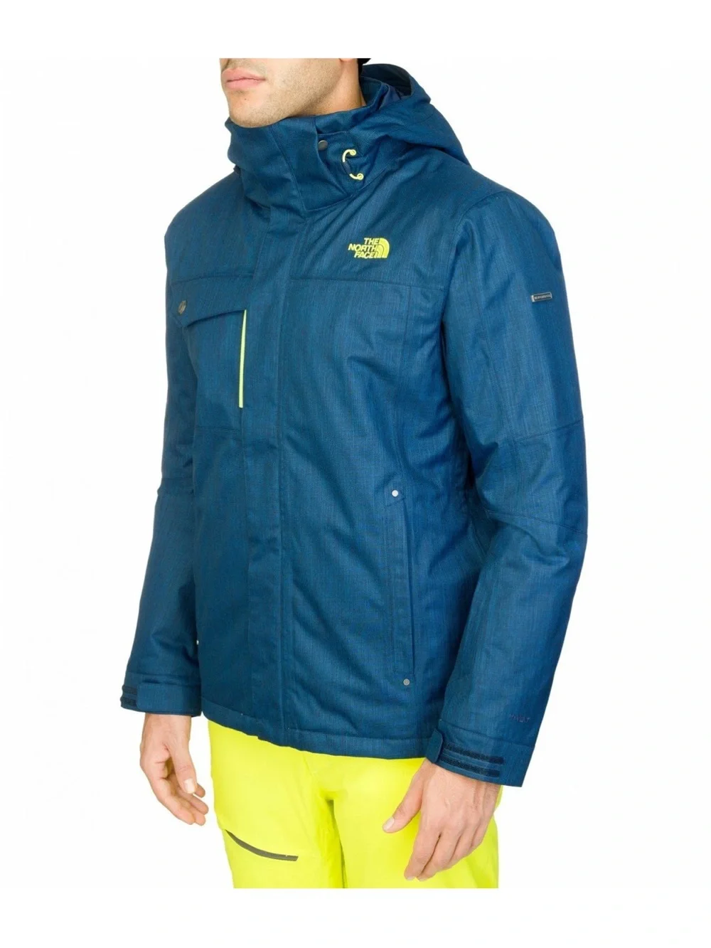 The North Face Men’s Deep Blue Hooded Ski Jacket with Neon Trim
